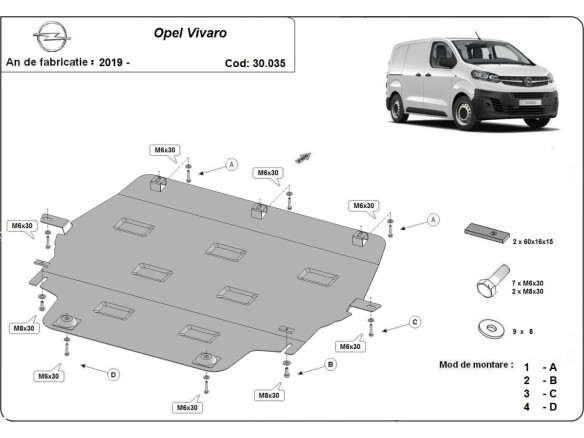 Stalowa Osłona pod silnik Opel Vivaro C 