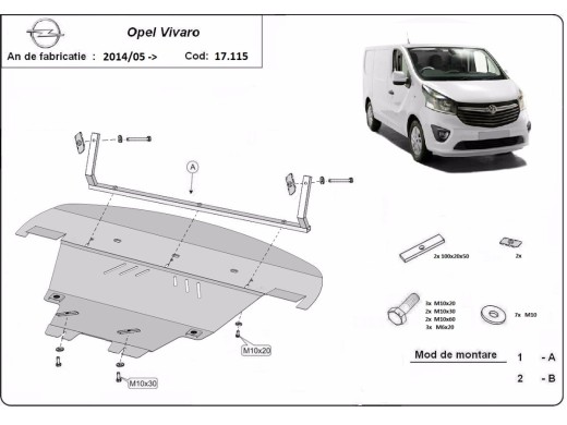 Stalowa Osłona pod silnik Opel Vivaro B 