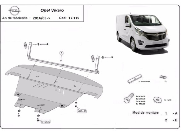 Stalowa Osłona pod silnik Opel Vivaro B 