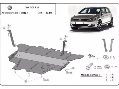 Stalowa Osłona pod silnik VW Golf 7 - reczna skrzynia biegow 