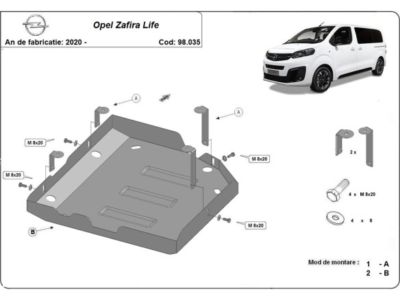 Stalowa Stalowa Osłona AdBlue Opel Zafira Life