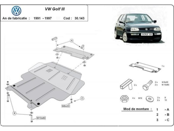 Stalowa Osłona pod silnik VW Golf 3
