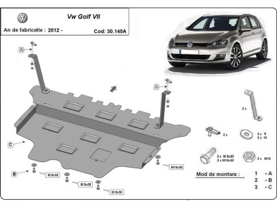 Stalowa Osłona pod silnik VW Golf 7 - automatyczna skrzynia biegów