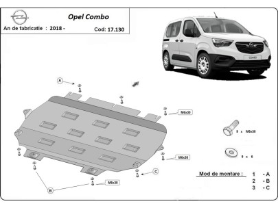 Stalowa Osłona pod silnik Opel Combo E 