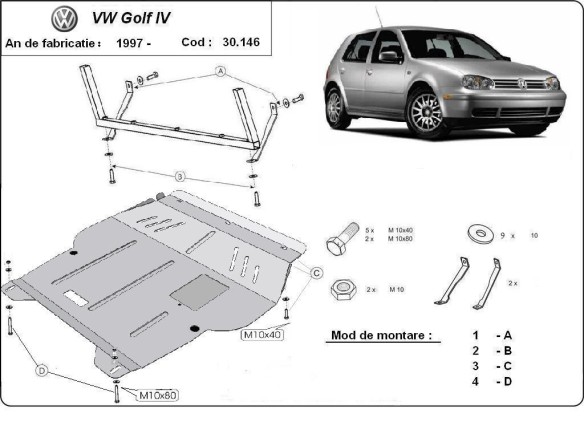 Stalowa Osłona pod silnik golf mk4