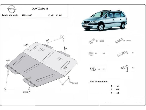 Stalowa Osłona pod silnik Opel Zafira A 