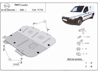 Stalowa Osłona pod silnik Opel Combo C  
