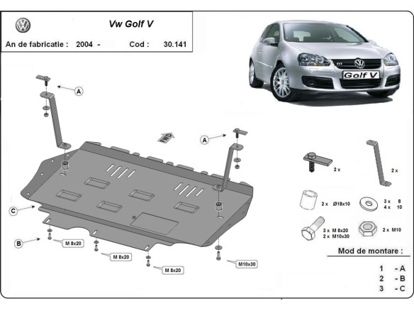 Stalowa Osłona pod silnik Vw golf mk5