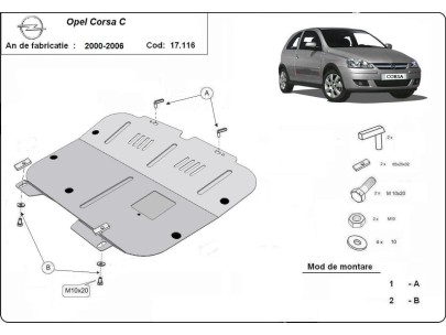 Stalowa Osłona pod silnik Opel Corsa C