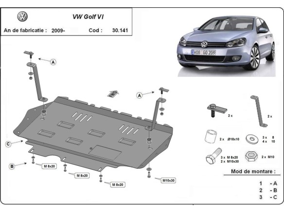Stalowa Osłona pod silnik VW Golf 6
