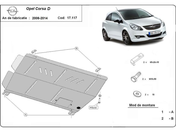 Stalowa Osłona pod silnik Opel Corsa D