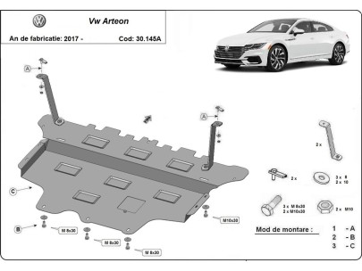 Stalowa Osłona pod silnik VW Arteon - automatyczna skrzynia biegów