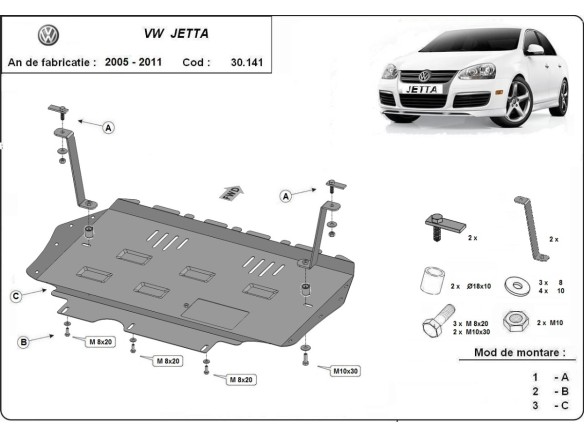 Stalowa Osłona pod silnik VW Jetta