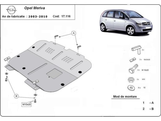 Stalowa Osłona pod silnik Opel Meriva A 