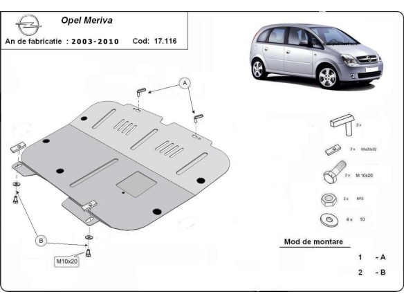 Stalowa Osłona pod silnik Opel Meriva A 