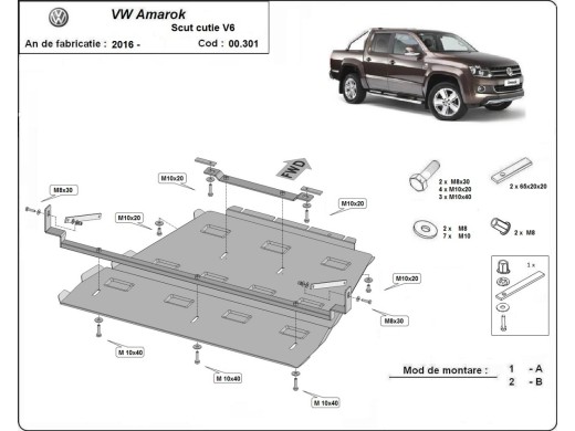 Stalowa Osłona skrzyni biegów i reduktora Volkswagen Amarok - V6 automat