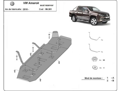 Stalowa Osłona zbiornika paliwa Volkswagen Amarok - Tylko dla wersji bez zabezpieczeń fabrycznych
