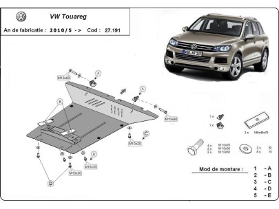 Stalowa Osłona pod silnik VW Touareg 7P