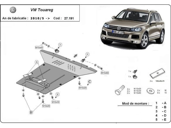 Stalowa Osłona pod silnik VW Touareg 7P