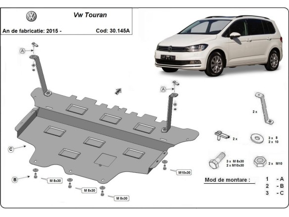 Stalowa Osłona pod silnik VW Touran - automatyczna skrzynia biegów