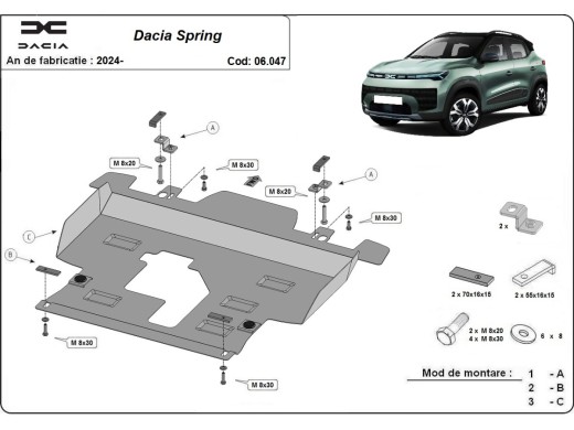Stalowa Osłona pod silnik Dacia Spring