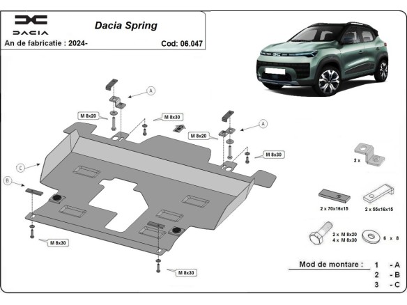 Stalowa Osłona pod silnik Dacia Spring