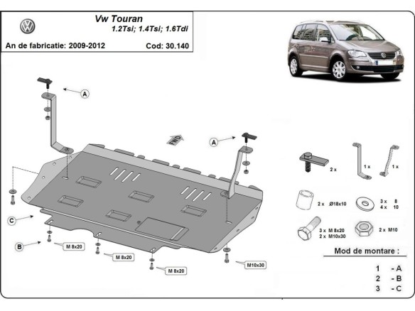 Stalowa Osłona pod silnik Volkswagen Touran