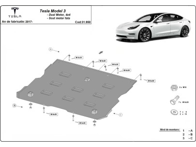 Przednia osłona silnika elektrycznego do Tesla Model 3 AWD