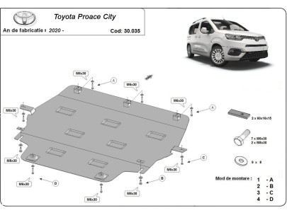 Stalowa Osłona pod silnik Toyota Proace City