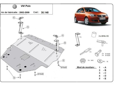 Stalowa Osłona pod silnik Vw Polo - diesel