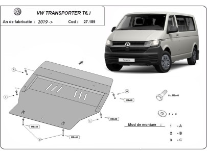 Stalowa Osłona pod silnik Volkswagen Transporter T6.1