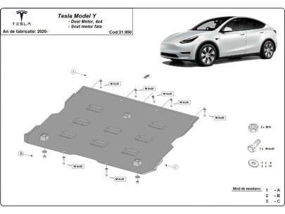 Przednia osłona silnika elektrycznego do Tesla Model Y AWD