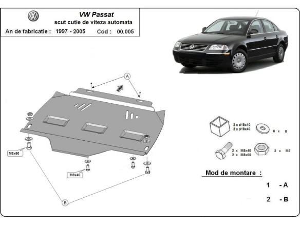 Stalowa Osłona automatycznej skrzyni biegów VW Passat B5, B5.5