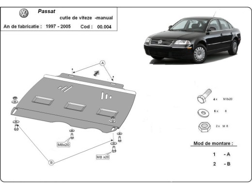 Stalowa Osłona manualnej skrzyni biegów VW Passat B5, B5.5