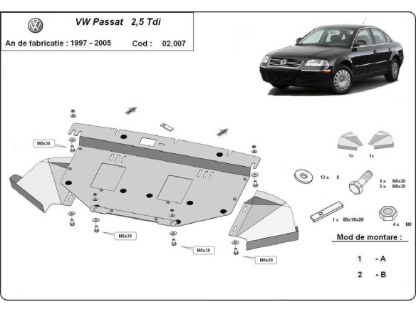 Stalowa Osłona pod silnik VW Passat B5, B5.5 