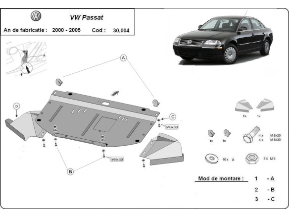 Stalowa Osłona pod silnik VW Passat B5.5