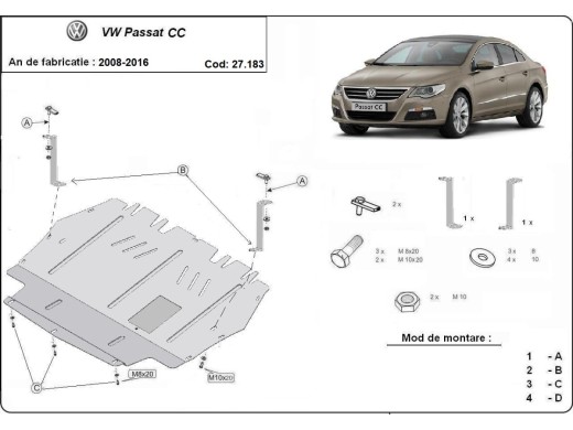 Stalowa Osłona pod silnik VW Passat CC