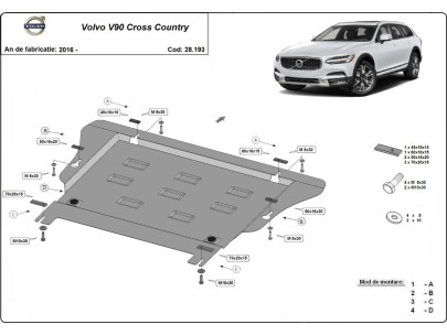 Stalowa Osłona pod silnik Volvo V90 Cross Country
