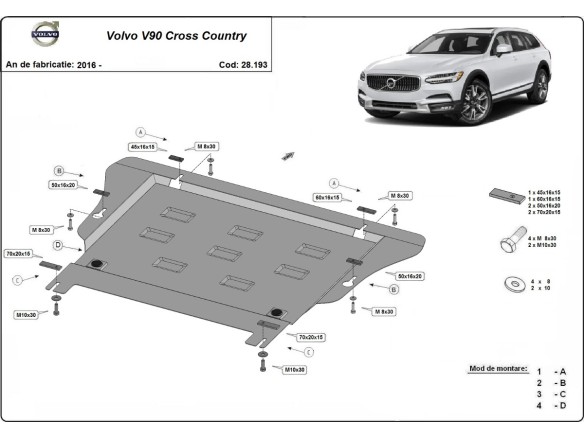 Stalowa Osłona pod silnik Volvo V90 Cross Country