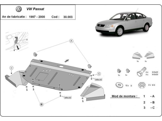 Stalowa Osłona pod silnik VW Passat B5