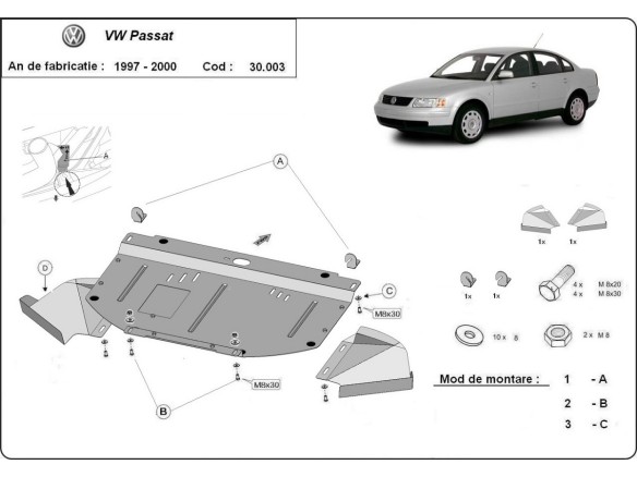 Stalowa Osłona pod silnik VW Passat B5