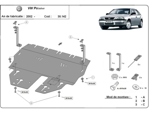 Stalowa Osłona pod silnik Volkswagen Pointer