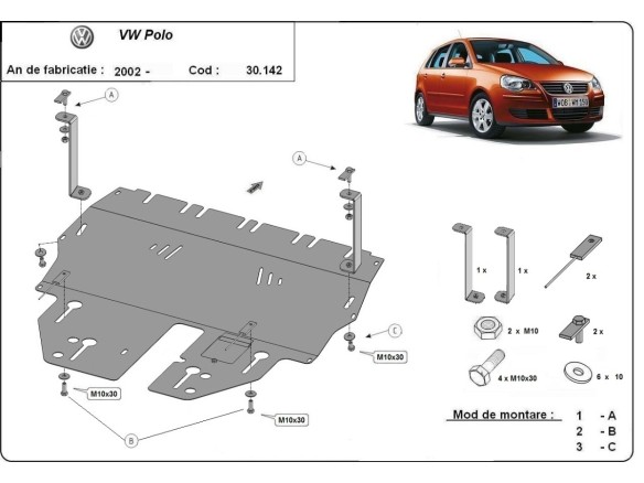 Stalowa Osłona pod silnik VW Polo benzyna