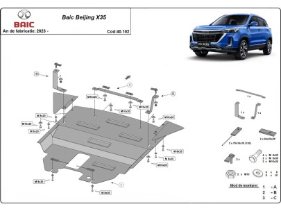 Stalowa Osłona pod silnik Baic Beijing X35