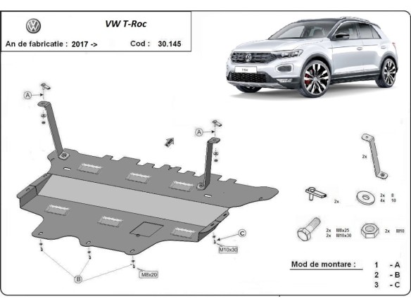 Stalowa Osłona pod silnik Volkswagen T-Roc - reczna skrzynia biegow