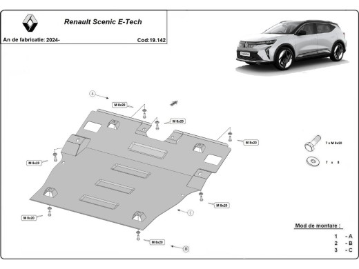 Stalowa Osłona pod silnik Renault Scenic E-Tech