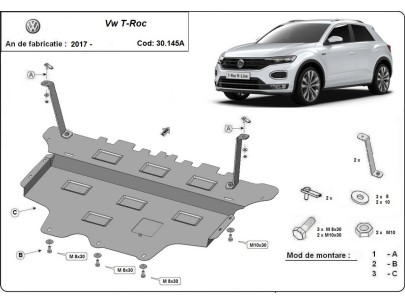 Stalowa Osłona pod silnik Volkswagen T-Roc - automatyczna skrzynia biegów