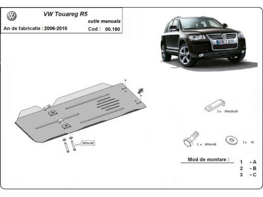 Stalowa Osłona reczna skrzynia biegow VW Touareg 7L