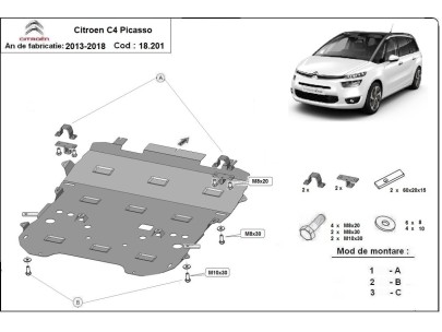 Stalowa Osłona pod silnik Citroen C4 Picasso