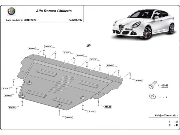 Stalowa Osłona pod silnik Alfa Romeo Giulietta